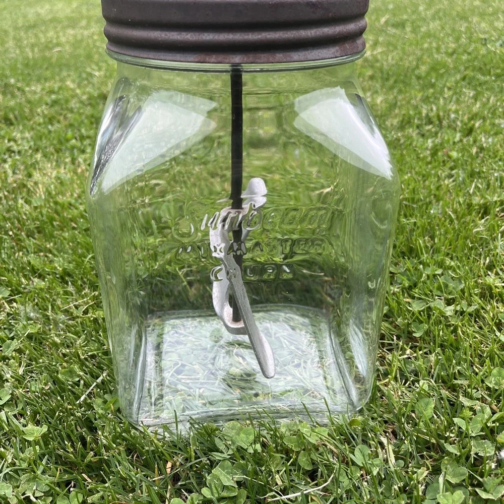Vintage Glass Sunbeam Mixmaster Butter Churn‎ w/ Metal Paddles